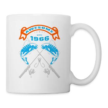 Awesome since 1966. Angel, Angler Geburtstag - Tasse - Weiß - Rechts