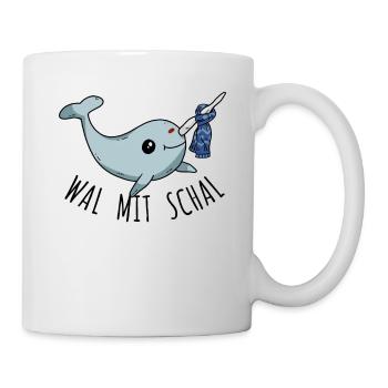 Wal mit Schal - süßer Narwal Winter lustig Spruch - Tasse - Weiß - Rechts