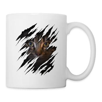 Chat avec égratignure - Visage de chat Chat à gratter Chat - Mug blanc - blanc - Droite
