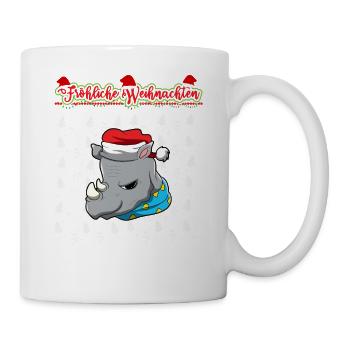 Fröhliche Weihnachten X-Mas Santa Heilig Abend - Tasse - Weiß - Rechts