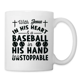 Jesus Im Herzen - Baseballspieler - Tasse - Weiß - Rechts