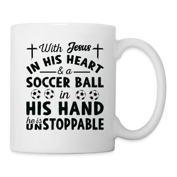 Jesus Im Herzen - Fußballspieler - Tasse - Weiß - Rechts