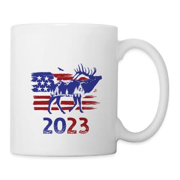 Alaska 2023 Urlaub USA Rentier Fahne - Tasse - Weiß - Rechts