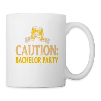 Attention: Bachelor Party In Progress Funny Retro - Mug blanc - blanc - Droite