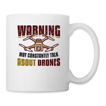 Attention, peut constamment parler de drones. Pilote - Mug blanc - blanc - Droite