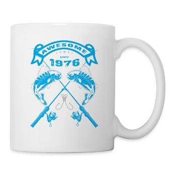 Awesome since 1976. Angel, Angler Geburtstag - Tasse - Weiß - Rechts