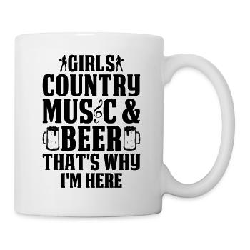 Les filles, la musique country et la bière, c’est pourquoi je suis ici - Mug blanc - blanc - Droite