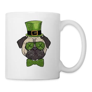 Leprechaun Hat Pug Pug Glasses St. Patrick's - Mug - white - Right