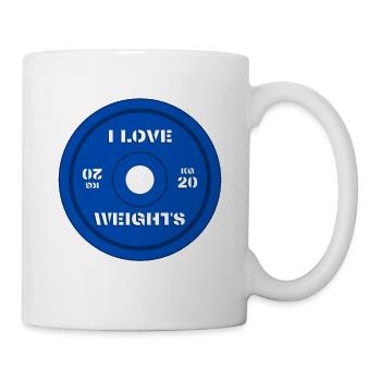 Ich liebe Gewichte T-Shirt für Fitnesstrainer - Tasse - Weiß - Rechts