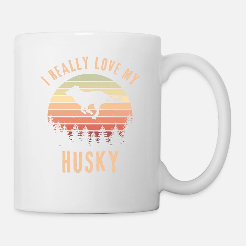 J’adore mon husky, thème husky, thème sibérien - Mug blanc - blanc