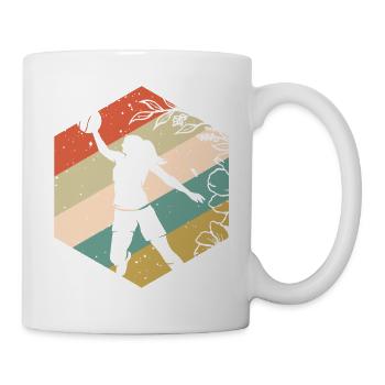 Handball Joueur Fleurs Rétro Cadeau - Mug blanc - blanc - Droite