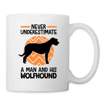 Frau mit Irischer Wolfshund Irish Wolfhound - Tasse - Weiß - Rechts