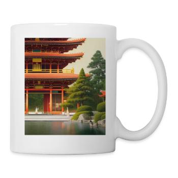 haruno japanese temple illustration japan - Mug - white - Right