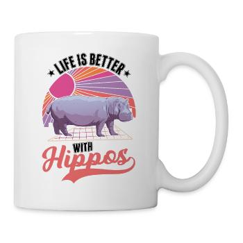 La vie est meilleure avec un hippopotame - Mug blanc - blanc - Droite