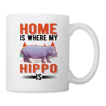 La maison est l’endroit où mon hippopotame est hippopotame - Mug blanc - blanc - Droite