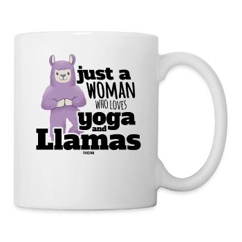 Frau liebt Yoga und Lamas Alpakas - Tasse - Weiß - Rechts