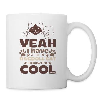 ja ich habe eine Ragdollkatze und ja ich bin cool - Tasse - Weiß - Rechts