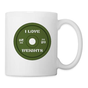 Geschenk für den Trainer, Gewichte, Fitnessraum - Tasse - Weiß - Rechts