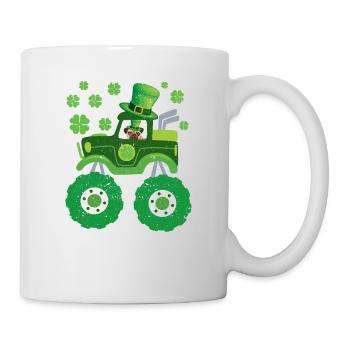 Leprechaun Monster Truck Pugs St Patrick's Day - Mug - white - Right