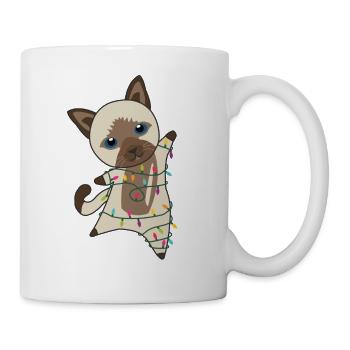 Katze Weihnachten Schnee Winter Tiere Katzen - Tasse - Weiß - Rechts