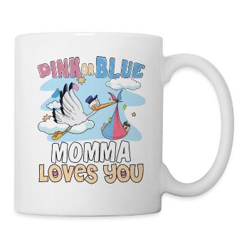 Pink or Blue Momma Loves You Best Mom Ever - Tasse - Weiß - Rechts