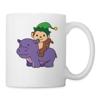 Elven Hippo Monkey Merry Christmas Hippo - Mug - white - Right