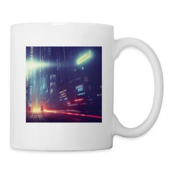 Retrowave Synthwave 80s Future city Design - Tasse - Weiß - Rechts