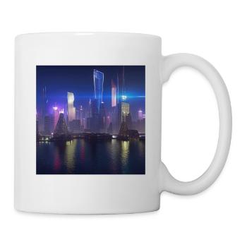 Retrowave Synthwave 80s Future city Design - Tasse - Weiß - Rechts