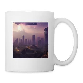 Retrowave Synthwave 80s Future city Design - Tasse - Weiß - Rechts