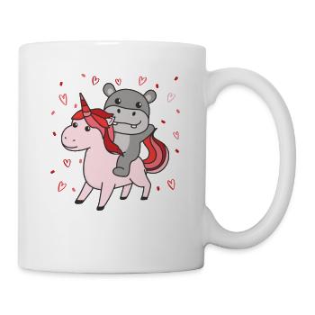 Hippo with unicorn hearts favorite animal heart - Mug - white - Right