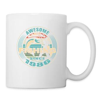 Awesome since 1986. Angel, Angler's birthday - Mug - white - Right