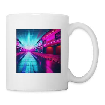 Retrowave Synthwave 80s Future city Design - Tasse - Weiß - Rechts