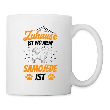Zuhause ist wo mein Samojede ist Samojeden - Tasse - Weiß - Rechts