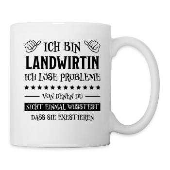 Landwirtin Witz Spruch Traktor Landwirtin Geschenk - Tasse - Weiß - Rechts