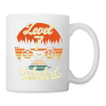 Level 7 Unlocked Männer Jungs Gamer 7 Geburtstag - Tasse - Weiß - Rechts
