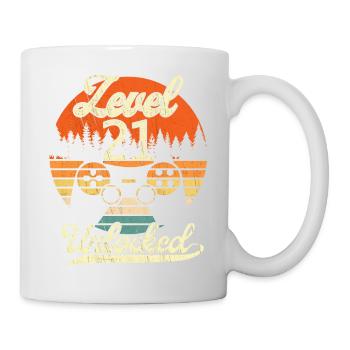 Level 21 Unlocked Männer Gamer 21 Geburtstag Gamer - Tasse - Weiß - Rechts