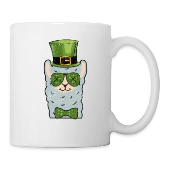 Leprechaun Llama Kopf Alpaka St Patricks Day Tier - Tasse - Weiß - Rechts
