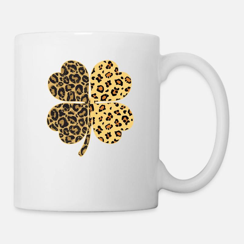 Gepard Leopard Print Kleeblatt St Patricks Day - Tasse - Weiß