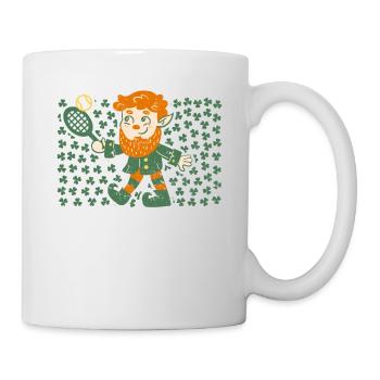 Leprechaun Tennisspieler Lustig St Patricks Day - Tasse - Weiß - Rechts