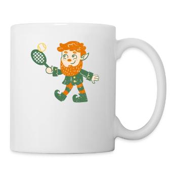 Leprechaun Joueur de tennis drôle St Patrick’s Day - Mug blanc - blanc - Droite