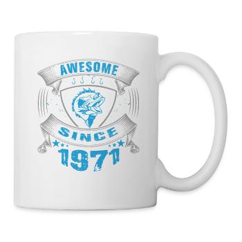 Awesome since 1971. Angel, angler's birthday - Mug - white - Right