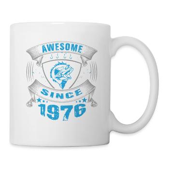 Awesome since 1976. Angel, Angler Geburtstag - Tasse - Weiß - Rechts