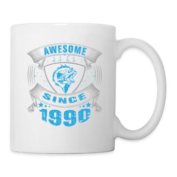 Génial depuis 1990. Angel, l’anniversaire du pêcheur - Mug blanc - blanc - Droite