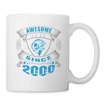 Awesome since 2000. Angel, Angler Geburtstag - Tasse - Weiß - Rechts