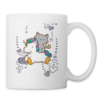 Ich liebe Katzen und Einhörner - Tasse - Weiß - Rechts