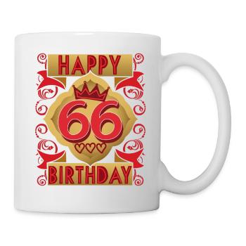 66. Geburtstag 66 Jahre alt Spruch, Vintage-Design - Tasse - Weiß - Rechts