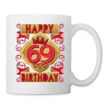 69. Geburtstag 69 Jahre alt Spruch, Vintage-Design - Tasse - Weiß - Rechts