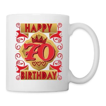 70. Geburtstag 70 Jahre alt Spruch, Vintage-Design - Tasse - Weiß - Rechts