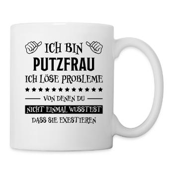 Putzfrau Haushalt Spruch Reinigungskraft Geschenk - Tasse - Weiß - Rechts