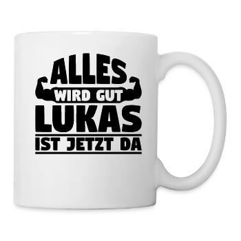 Alles wird gut Lukas ist jetzt da - Tasse - Weiß - Rechts